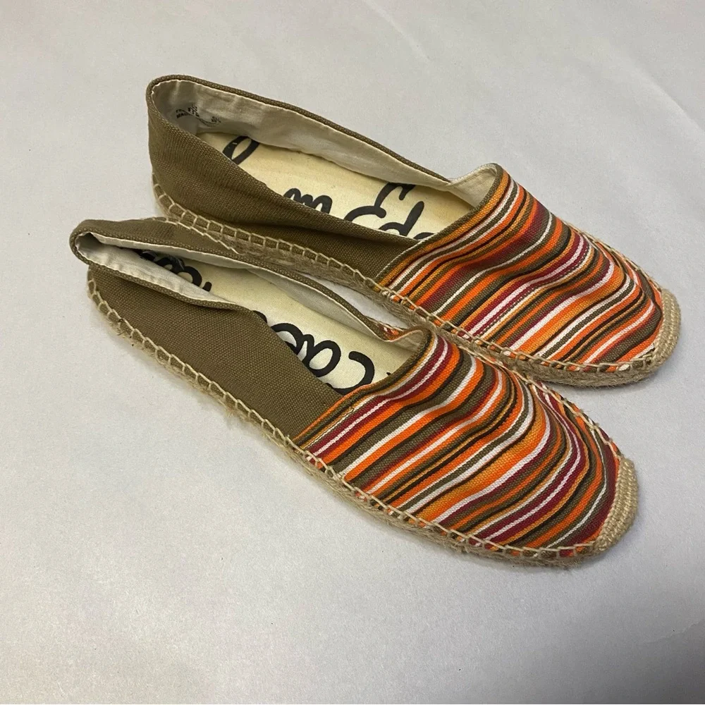 Sam Edelman Womens Verona Shoes Espadrille Flats Size 9.5 Stripe Fabric Colorful